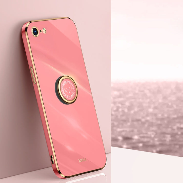 XINLI Straight 6D Plating Gold Edge TPU Shockproof Case with Ring Holder For iPhone 6 Plus / 6s Plus
