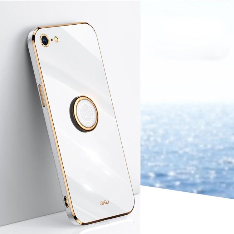 XINLI Straight 6D Plating Gold Edge TPU Shockproof Case with Ring Holder For iPhone 6 Plus / 6s Plus