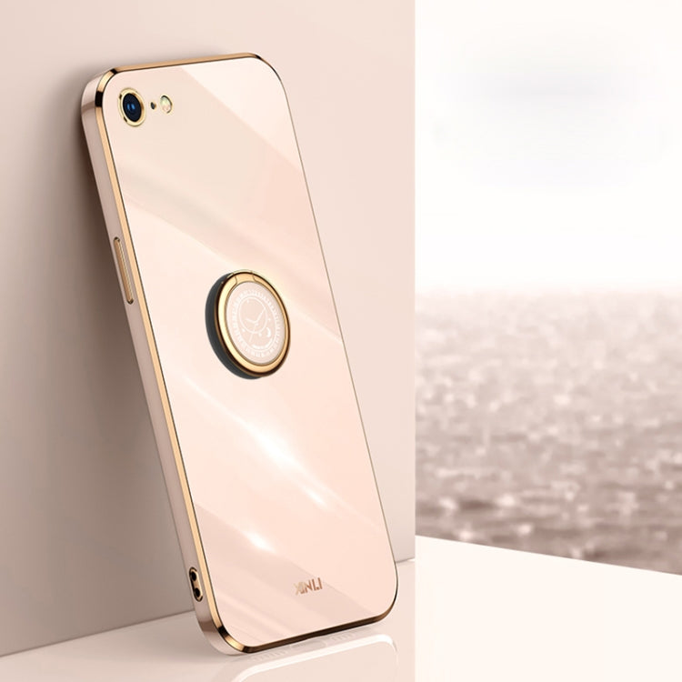 XINLI Straight 6D Plating Gold Edge TPU Shockproof Case with Ring Holder For iPhone 6 Plus / 6s Plus
