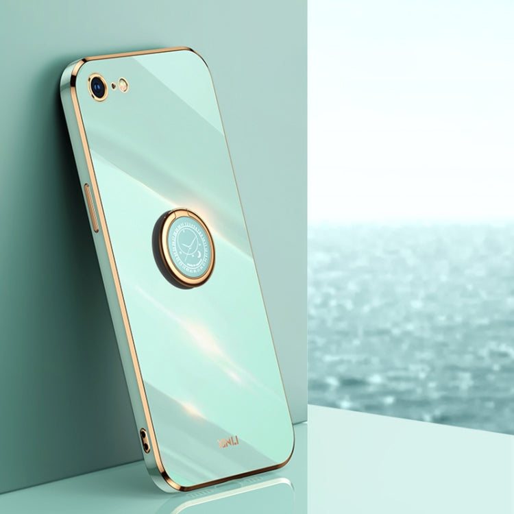 XINLI Straight 6D Plating Gold Edge TPU Shockproof Case with Ring Holder For iPhone 6 Plus / 6s Plus