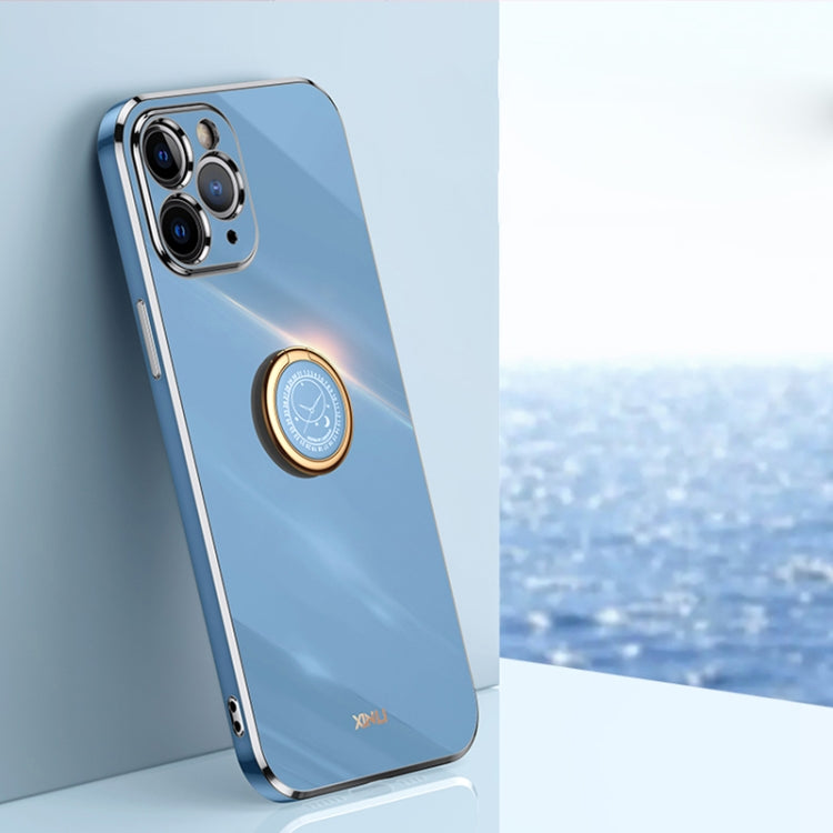 For iPhone 11 Pro Max XINLI Straight 6D Plating Gold Edge TPU Shockproof Case with Ring Holder
