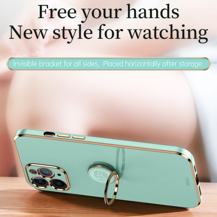 For iPhone 11 Pro Max XINLI Straight 6D Plating Gold Edge TPU Shockproof Case with Ring Holder