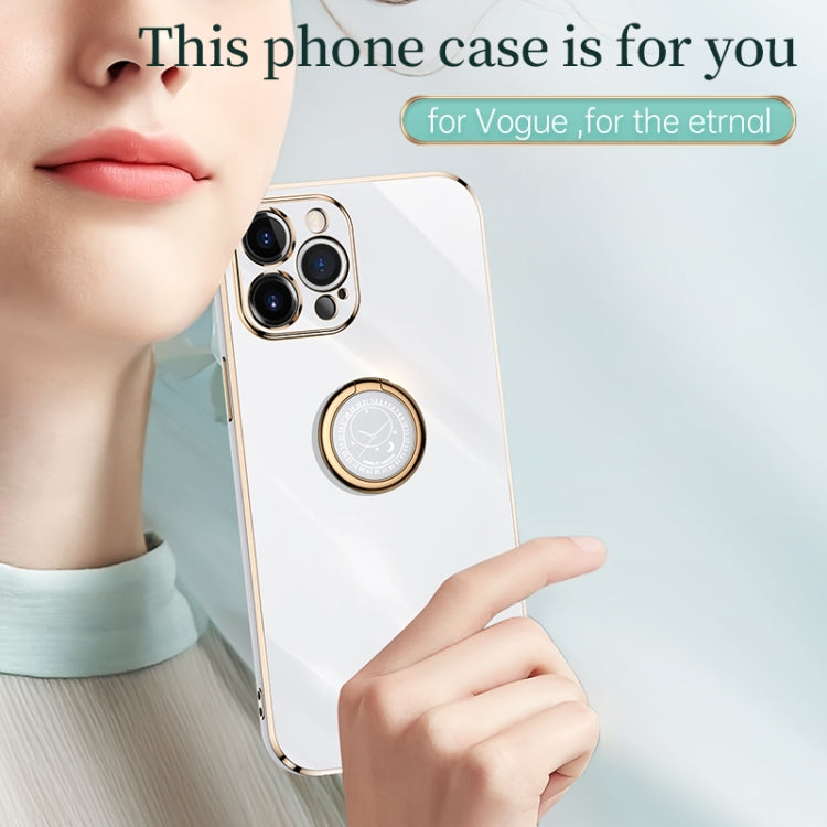 For iPhone 12 Pro Max XINLI Straight 6D Plating Gold Edge TPU Shockproof Case with Ring Holder