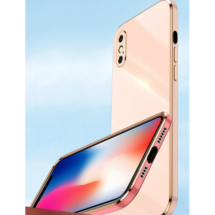 For iPhone XS Max XINLI Straight 6D Plating Gold Edge TPU Shockproof Case with Ring Holder