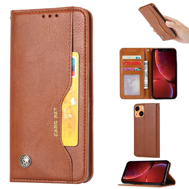 For iPhone 13 mini Knead Skin Texture Horizontal Flip Leather Case with Photo Frame & Holder & Card Slots & Wallet