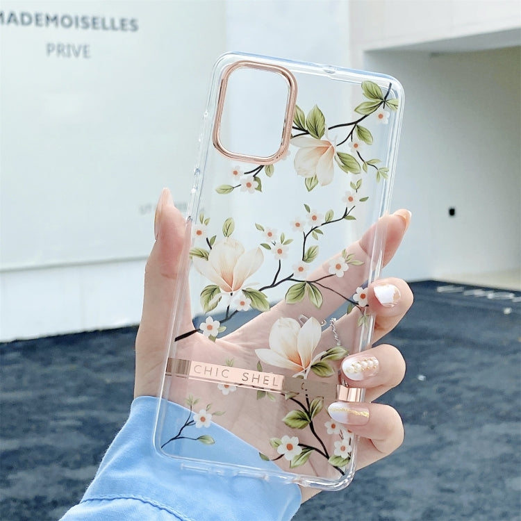 For Samsung Galaxy S20+ High Translucent Electroplating Flower Pattern TPU + PC Shockproof Case