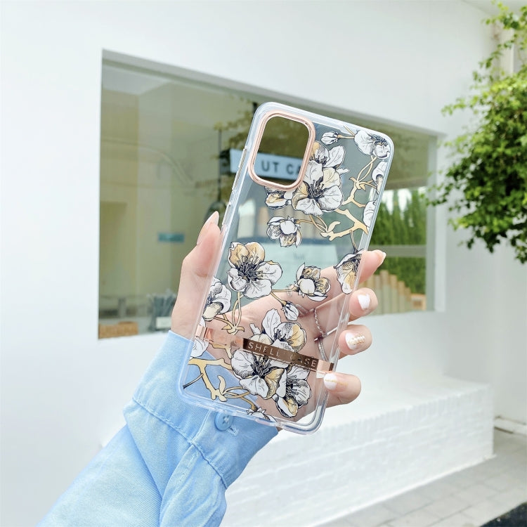 For Samsung Galaxy S20 Ultra High Translucent Electroplating Flower Pattern TPU + PC Shockproof Case