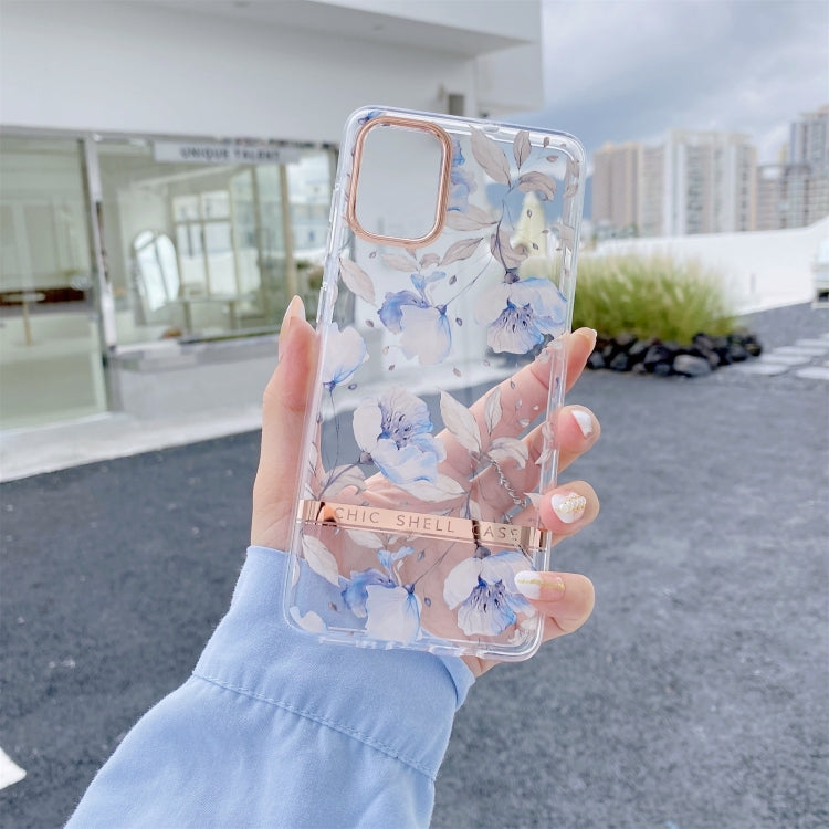 For Samsung Galaxy A71 5G High Translucent Electroplating Flower Pattern TPU + PC Shockproof Case