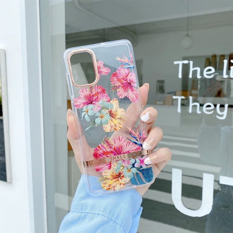 For Samsung Galaxy A71 5G High Translucent Electroplating Flower Pattern TPU + PC Shockproof Case