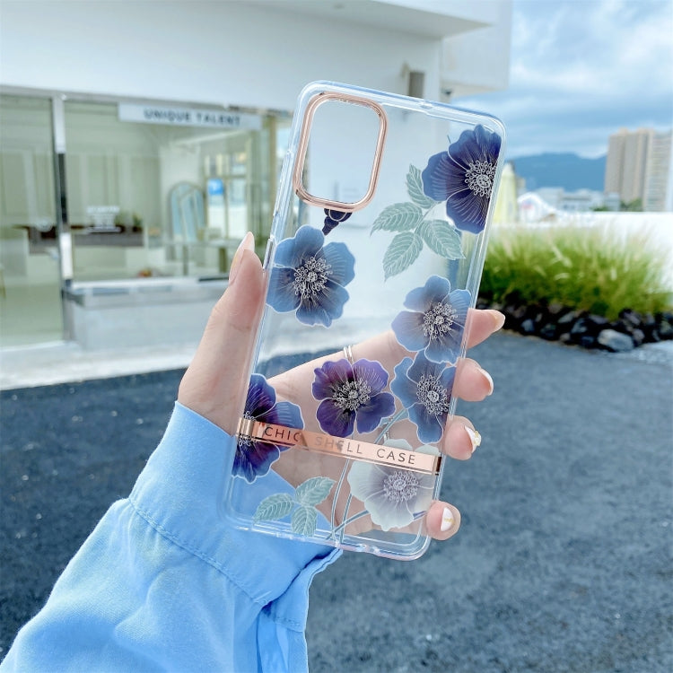 For Samsung Galaxy A71 4G High Translucent Electroplating Flower Pattern TPU + PC Shockproof Case