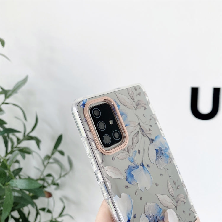 For Samsung Galaxy A71 4G High Translucent Electroplating Flower Pattern TPU + PC Shockproof Case