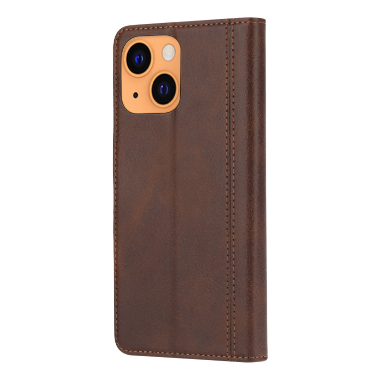 For iPhone 13 Calf Texture Double Fold Clasp Horizontal Flip Leather Case with Photo Frame & Holder & Card Slots & Wallet