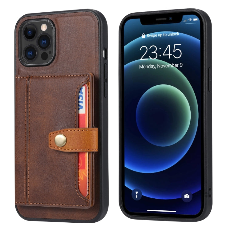 For iPhone 13 Pro Calfskin Color Matching Shockproof TPU + PU Case with Holder & Card Slot