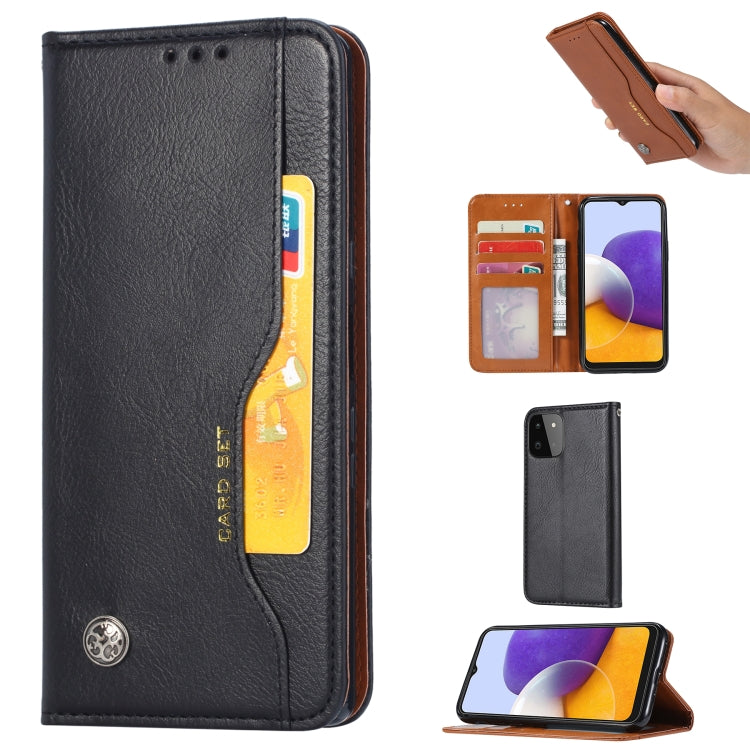 For Samsung Galaxy A22 5G EU Version Knead Skin Texture Horizontal Flip Leather Case with Photo Frame & Holder & Card Slots & Wallet