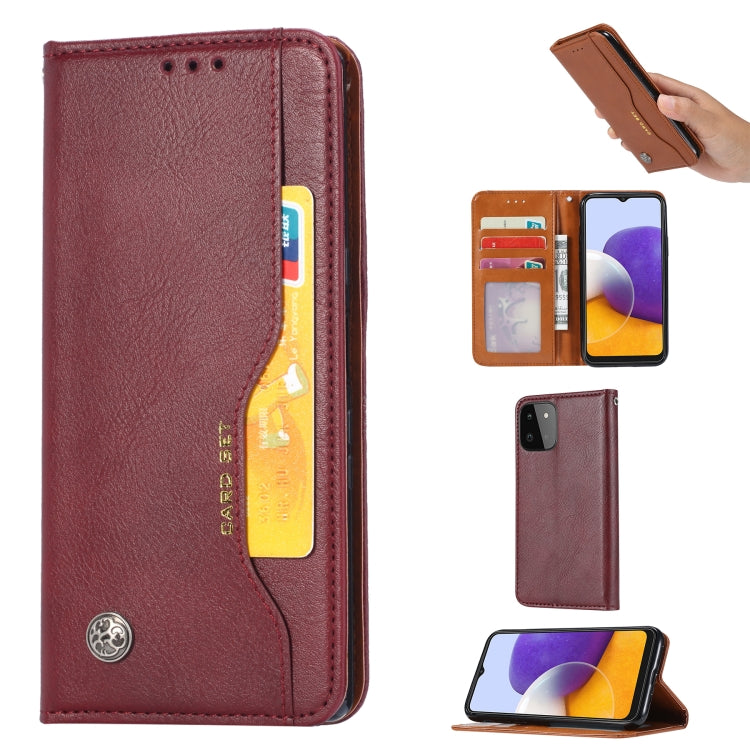 For Samsung Galaxy A22 5G EU Version Knead Skin Texture Horizontal Flip Leather Case with Photo Frame & Holder & Card Slots & Wallet