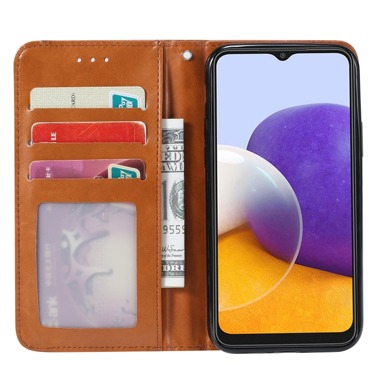 For Samsung Galaxy A22 5G EU Version Knead Skin Texture Horizontal Flip Leather Case with Photo Frame & Holder & Card Slots & Wallet