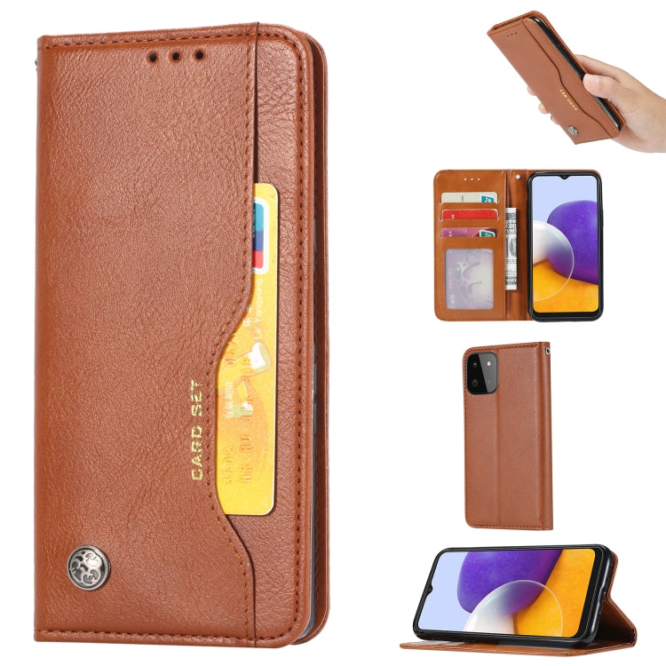 For Samsung Galaxy A22 5G EU Version Knead Skin Texture Horizontal Flip Leather Case with Photo Frame & Holder & Card Slots & Wallet