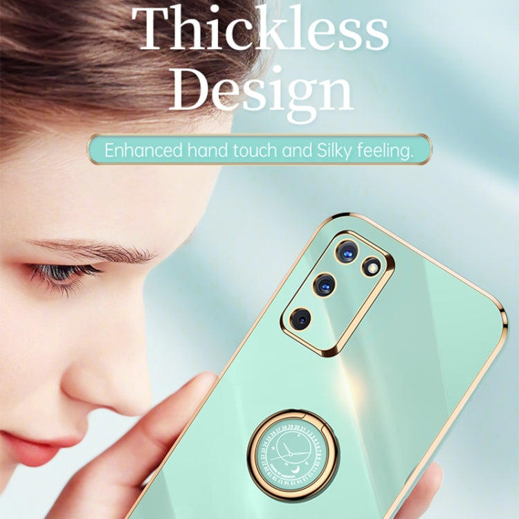 For OPPO A55 5G XINLI Straight 6D Plating Gold Edge TPU Shockproof Case with Ring Holder