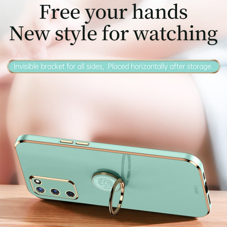 For OPPO A55 5G XINLI Straight 6D Plating Gold Edge TPU Shockproof Case with Ring Holder