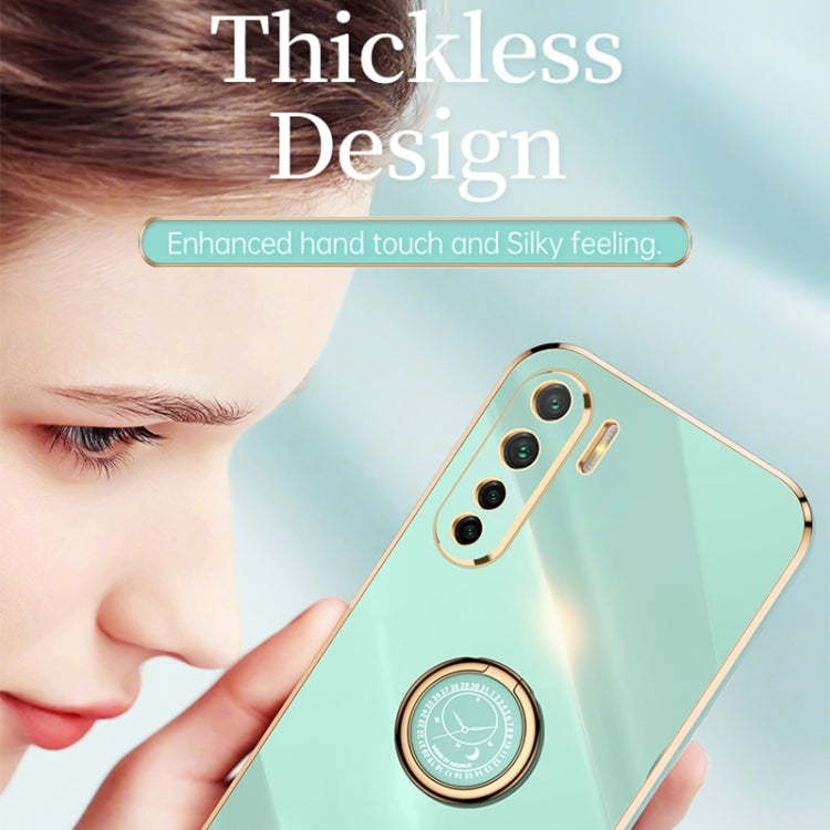 For OPPO A91 XINLI Straight 6D Plating Gold Edge TPU Shockproof Case with Ring Holder