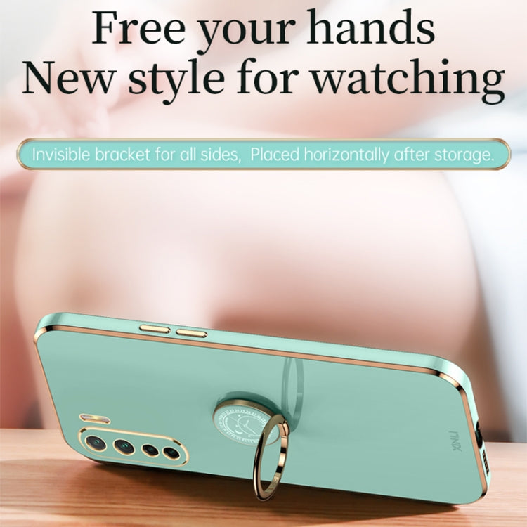 For OPPO A91 XINLI Straight 6D Plating Gold Edge TPU Shockproof Case with Ring Holder