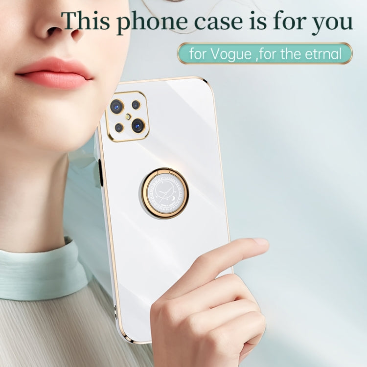 For OPPO A92s XINLI Straight 6D Plating Gold Edge TPU Shockproof Case with Ring Holder