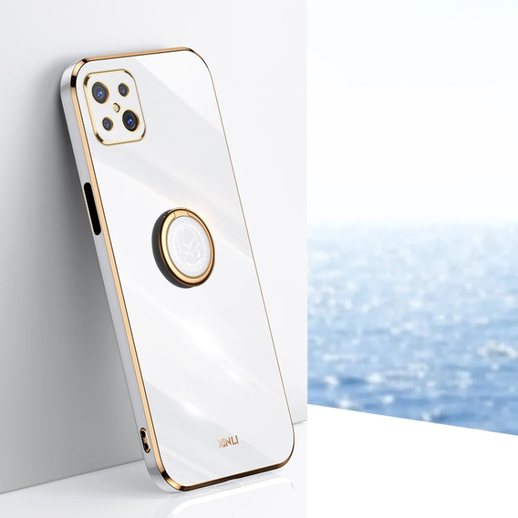 For OPPO A92s XINLI Straight 6D Plating Gold Edge TPU Shockproof Case with Ring Holder