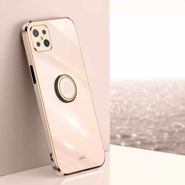 For OPPO A92s XINLI Straight 6D Plating Gold Edge TPU Shockproof Case with Ring Holder