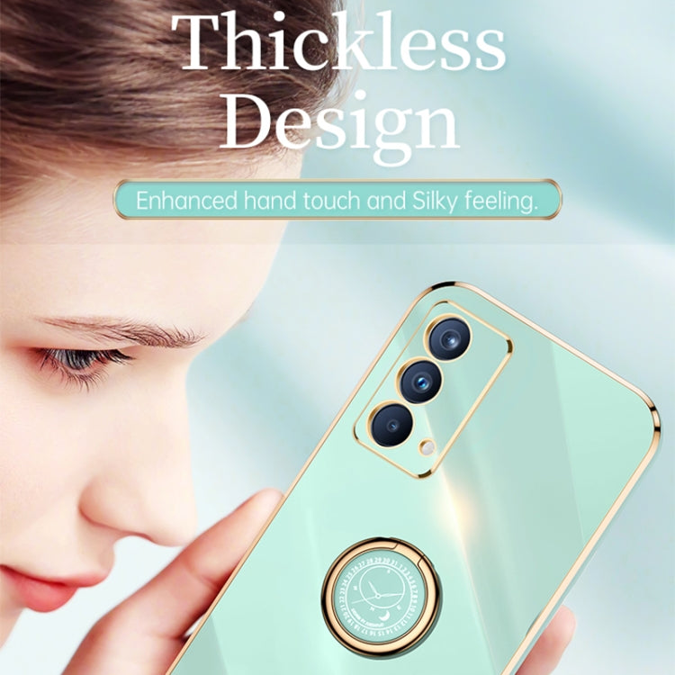 For OPPO A93 XINLI Straight 6D Plating Gold Edge TPU Shockproof Case with Ring Holder