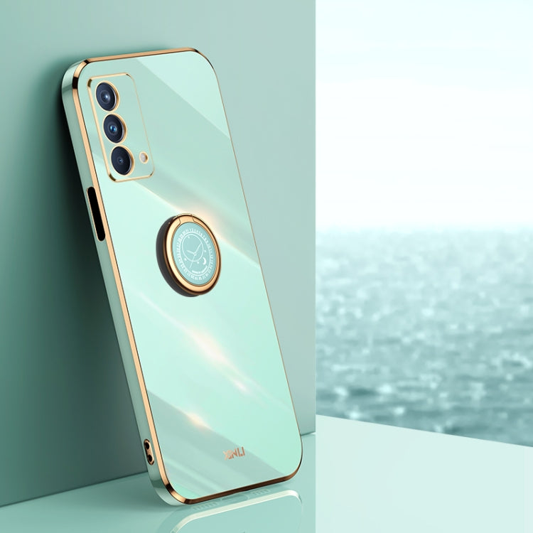 For OPPO A93 XINLI Straight 6D Plating Gold Edge TPU Shockproof Case with Ring Holder
