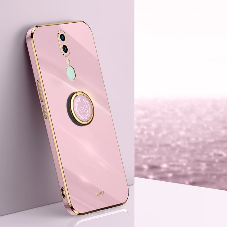 For OPPO F11 XINLI Straight 6D Plating Gold Edge TPU Shockproof Case with Ring Holder