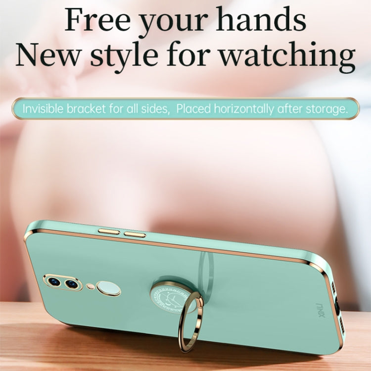 For OPPO F11 XINLI Straight 6D Plating Gold Edge TPU Shockproof Case with Ring Holder