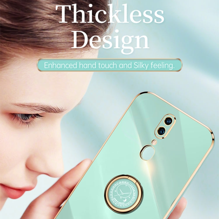 For OPPO F11 XINLI Straight 6D Plating Gold Edge TPU Shockproof Case with Ring Holder
