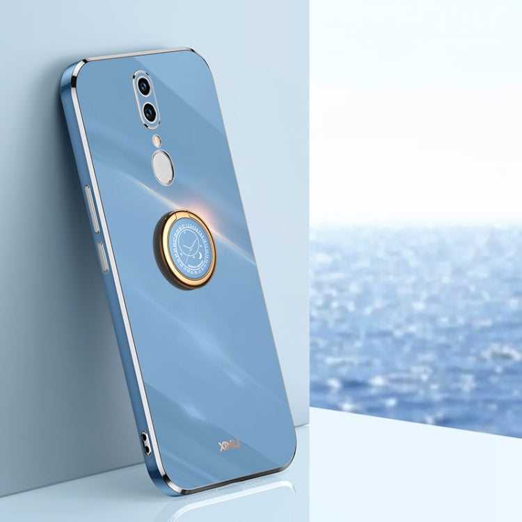 For OPPO F11 XINLI Straight 6D Plating Gold Edge TPU Shockproof Case with Ring Holder