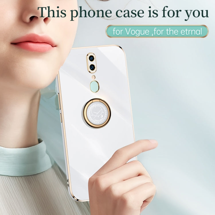 For OPPO F11 XINLI Straight 6D Plating Gold Edge TPU Shockproof Case with Ring Holder