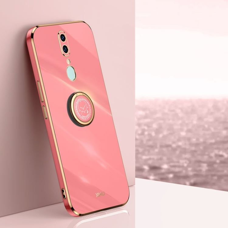 For OPPO F11 XINLI Straight 6D Plating Gold Edge TPU Shockproof Case with Ring Holder