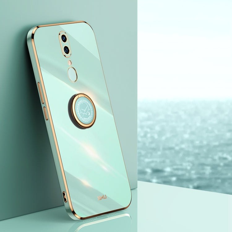 For OPPO F11 XINLI Straight 6D Plating Gold Edge TPU Shockproof Case with Ring Holder
