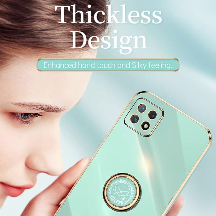 For OPPO Reno4 SE XINLI Straight 6D Plating Gold Edge TPU Shockproof Case with Ring Holder