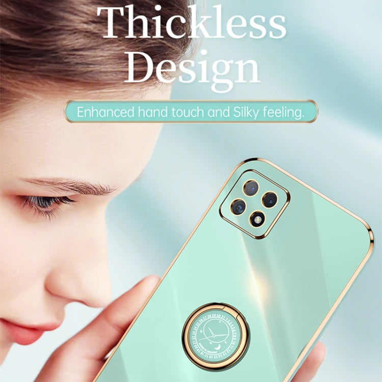 For OPPO A53 XINLI Straight 6D Plating Gold Edge TPU Shockproof Case with Ring Holder