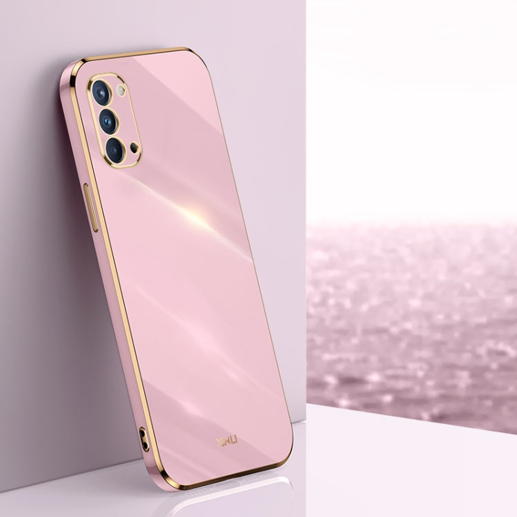 For OPPO Reno4 XINLI Straight 6D Plating Gold Edge TPU Shockproof Case