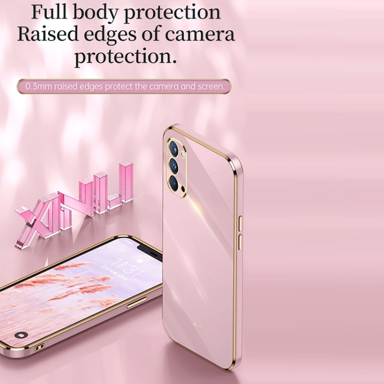 For OPPO Reno4 XINLI Straight 6D Plating Gold Edge TPU Shockproof Case