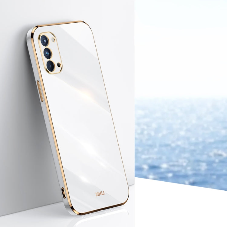 For OPPO Reno4 XINLI Straight 6D Plating Gold Edge TPU Shockproof Case