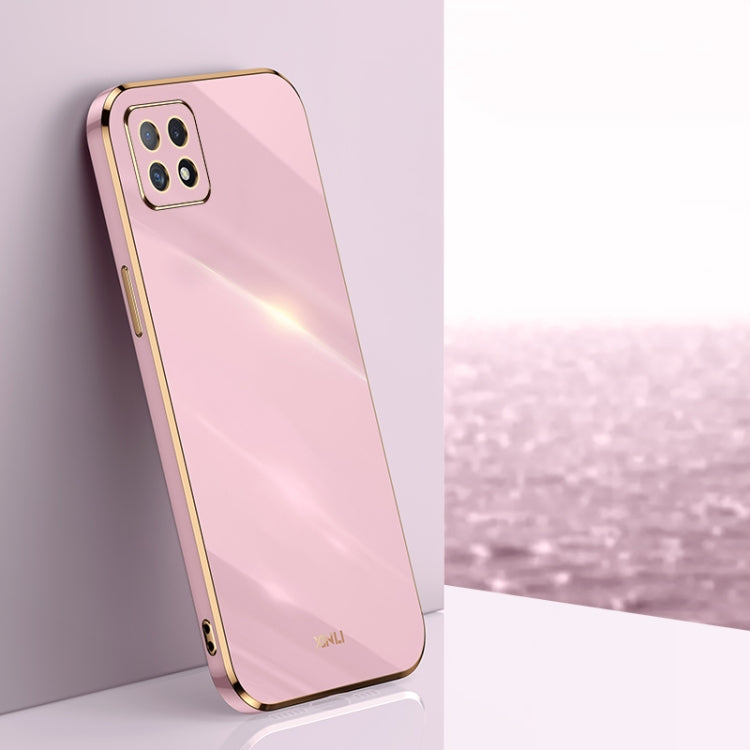 For OPPO Reno4 SE XINLI Straight 6D Plating Gold Edge TPU Shockproof Case
