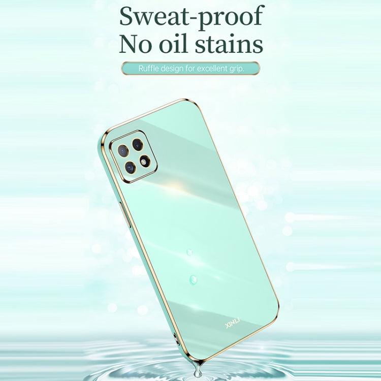 For OPPO Reno4 SE XINLI Straight 6D Plating Gold Edge TPU Shockproof Case