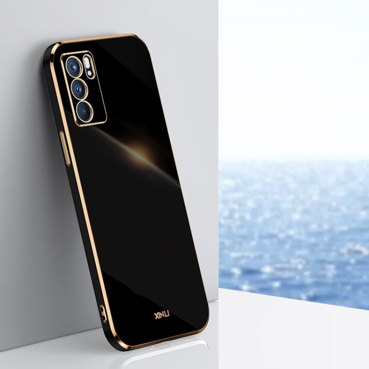 For OPPO Reno6 5G XINLI Straight 6D Plating Gold Edge TPU Shockproof Case