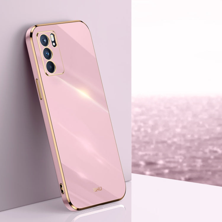 For OPPO Reno6 5G XINLI Straight 6D Plating Gold Edge TPU Shockproof Case