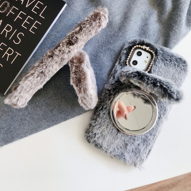 For iPhone 11 Plush Phone Protect Case with Mirror