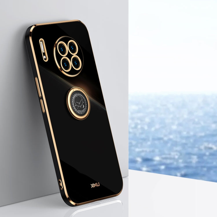 For Huawei Mate 30 XINLI Straight 6D Plating Gold Edge TPU Shockproof Case with Ring Holder