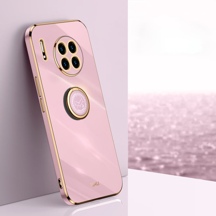 For Huawei Mate 30 XINLI Straight 6D Plating Gold Edge TPU Shockproof Case with Ring Holder