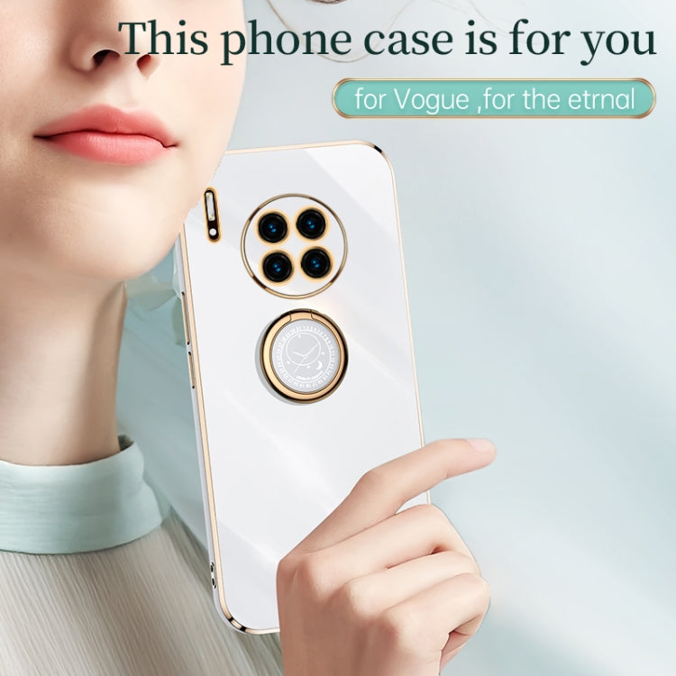 For Huawei Mate 30 XINLI Straight 6D Plating Gold Edge TPU Shockproof Case with Ring Holder